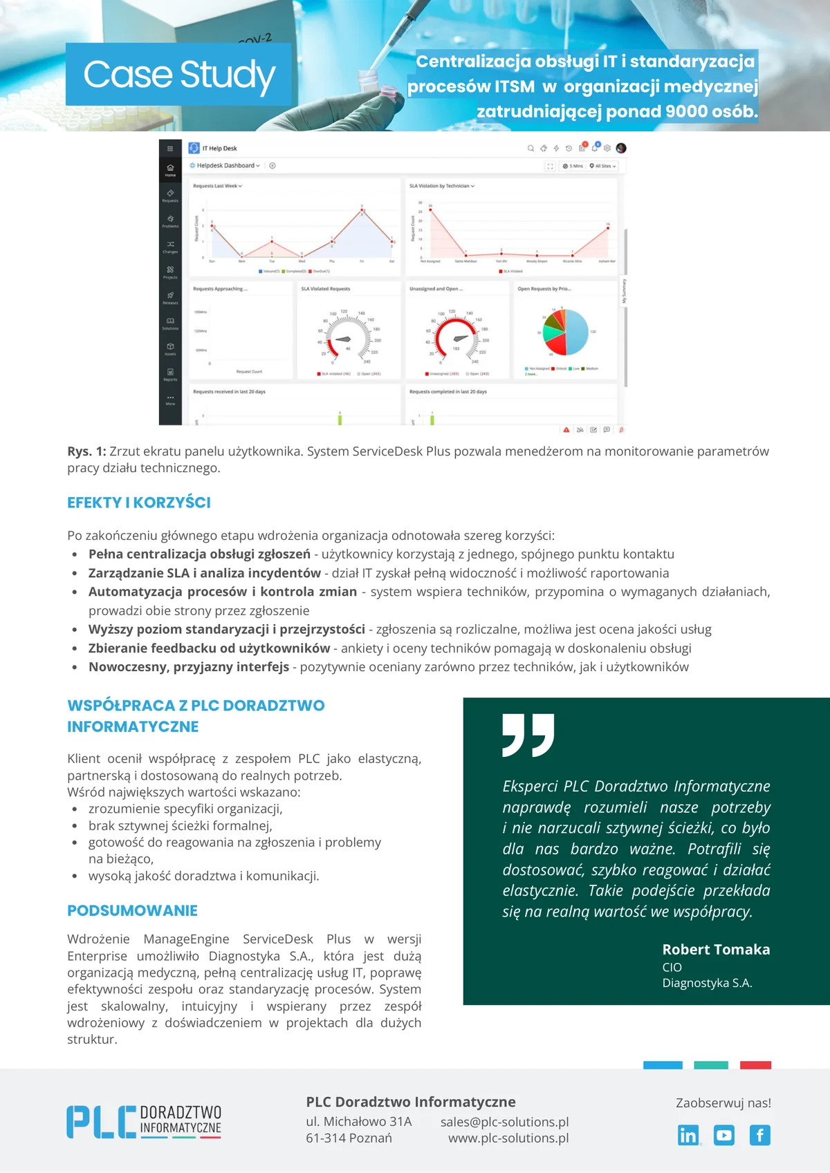 Podgląd strony 2 case study: efekty i korzyści, współpraca, podsumowanie